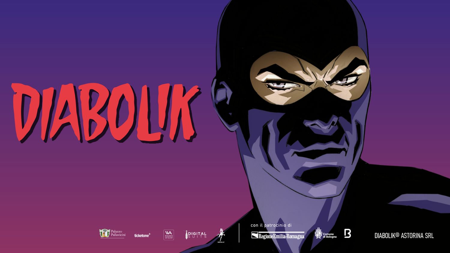 Banner mostra Diabolik a Palazzo Pallavicini, Bologna